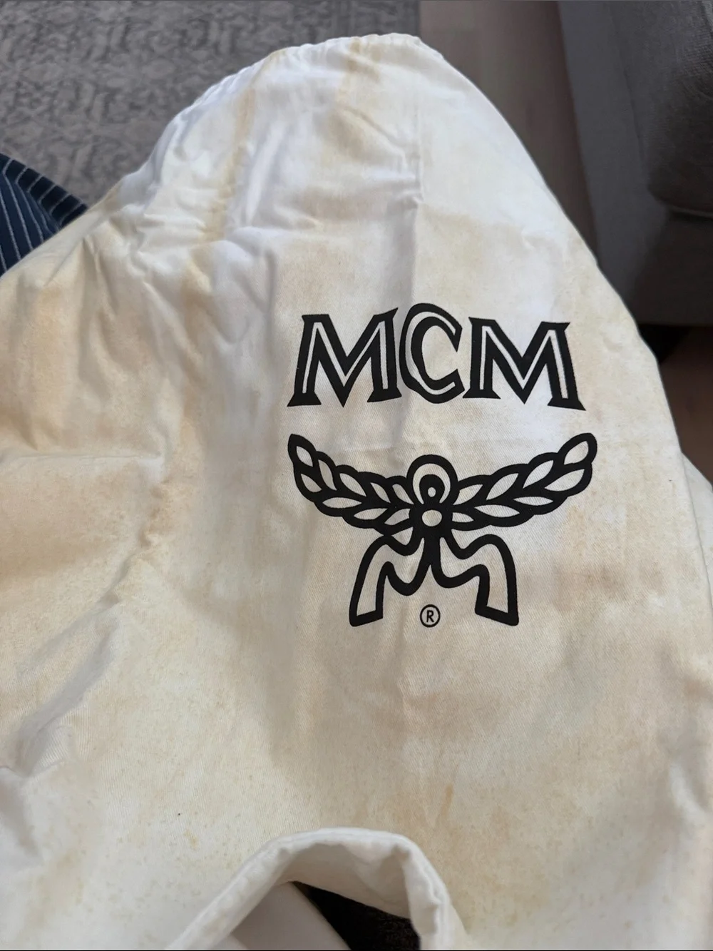 MCM Black Leather Shoulder Bag with Gold Logo Plate